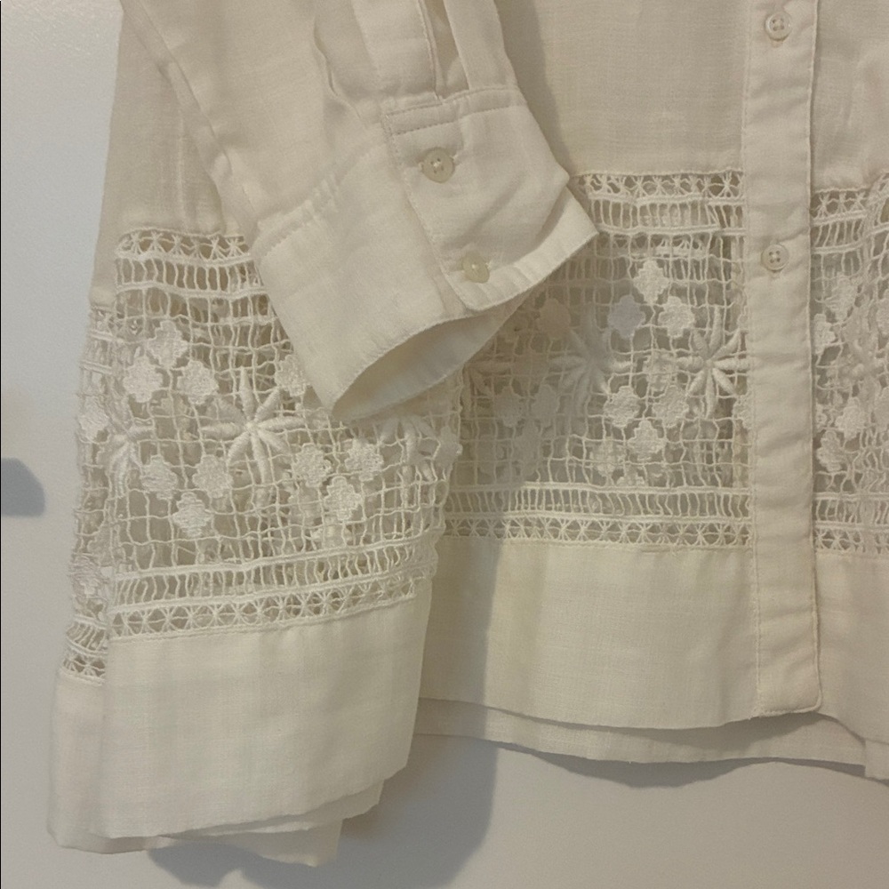 FREE PEOPLE | green gardens tunic white Lace Detail medium - Picture 10 of 13